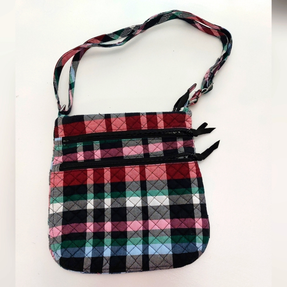 Vera Bradley Triple Zip Hipster Ribbons Plaid